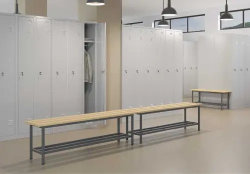 SLD-R 150 lavice šatní s roštem, dřevo/ konstrukce antracit RAL 7016