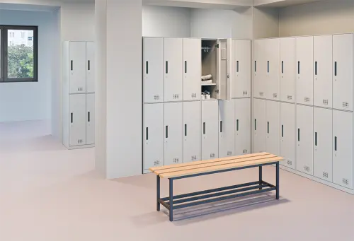 SLD-R 150 lavice šatní s roštem, dřevo/ konstrukce antracit RAL 7016