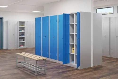 SLD-R 150 lavice šatní s roštem, dřevo/ konstrukce šedá RAL 7035