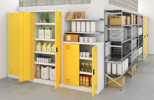 CH - 1150 skříň na chemikálie, 1150x950x500 mm, 2-dveřová, šedožlutá