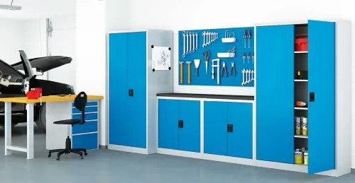 JP - 906 NX  skříň policová,1950x900x600mm, šedá/modrá