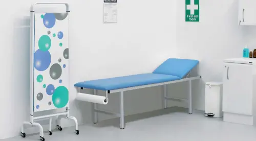 MEDISTAR lehátko, polohovatelná opěrka hlavy, koženka zelená medi