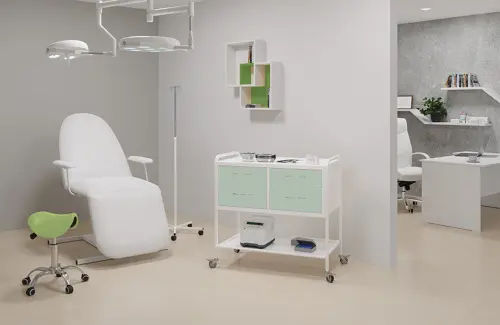 OV - 94 vozík 4-zásuvkový, šířka 900 mm, bílý/zelinkavý