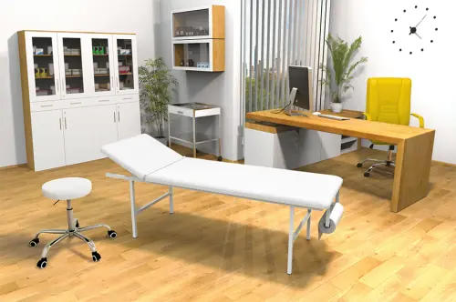 MEDISTAR 700 lehátko, výška 700 mm, polohovatelná opěrka hlavy, koženka bílá