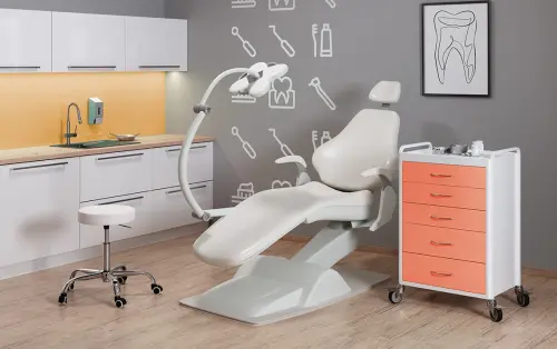 OV - 75 vozík 5-zásuvkový, šířka 700 mm, bílý/oranžový