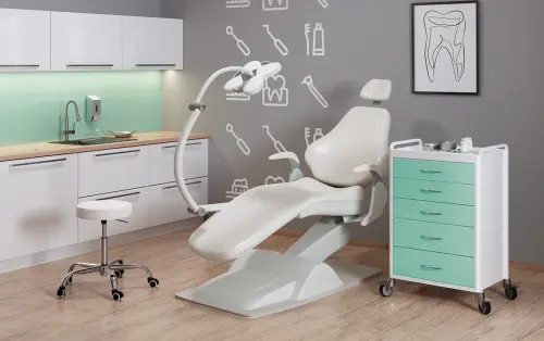 OV - 75 vozík 5-zásuvkový, šířka 700 mm, bílý/tyrkysový