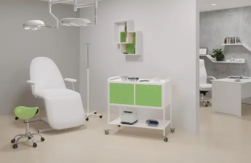 OV - 94 vozík 4-zásuvkový, šířka 900 mm, bílý/jarní zeleň