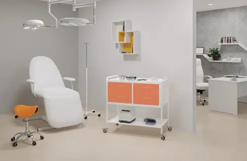 OV - 94 vozík 4-zásuvkový, šířka 900 mm, bílý/oranžový