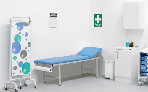 MEDISTAR 700 lehátko, výška 700 mm, polohovatelná opěrka hlavy, koženka modrá