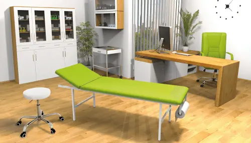 MEDISTAR 700 lehátko, výška 700 mm, polohovatelná opěrka hlavy, koženka jarní zeleň