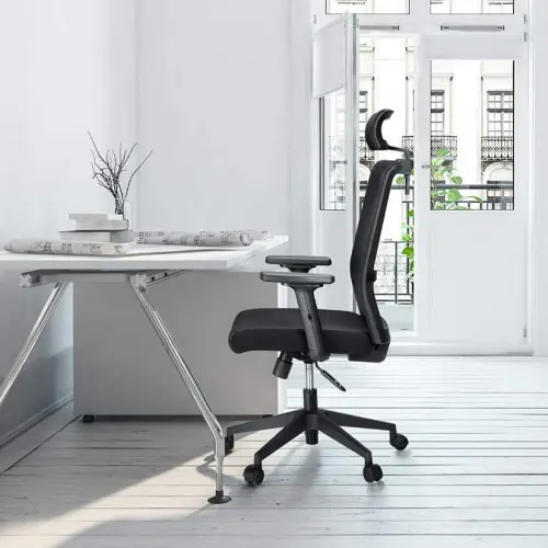 DAREN kancelářská židle s podhlavníkem, kříž nylon, černá