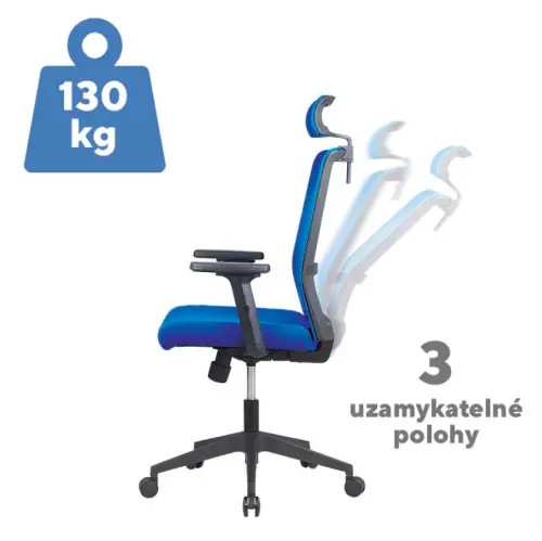 DAREN kancelářská židle s podhlavníkem, kříž nylon, šedá