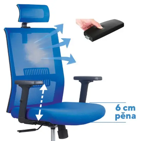 DAREN kancelářská židle s podhlavníkem, kříž nylon, šedá