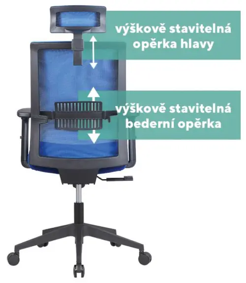 DAREN kancelářská židle s podhlavníkem, kříž nylon, červená