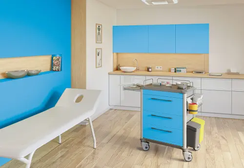 OVM - 23 vozík zdravotnický 3-zásuvkový, modrá