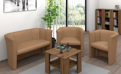 PAOLA - 2 křesílko, koženka světlá káva