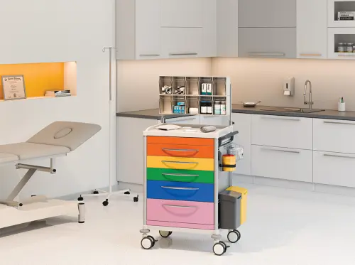 OVM - 03 vozík zdravotnický, oranžová/žlutá/zelená/modrá/růžová