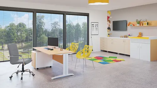 LUKA židle lékařská čalouněná, koženka šedá