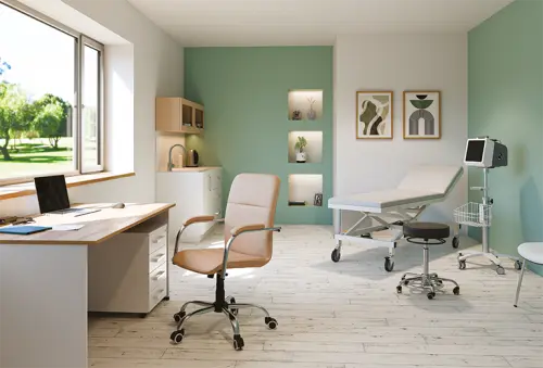 LUKA židle lékařská čalouněná, koženka krémová