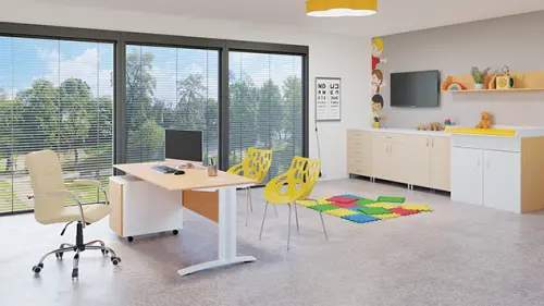 LUKA židle lékařská čalouněná, koženka krémová