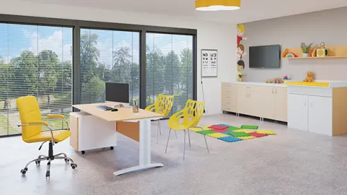 LUKA židle lékařská čalouněná, koženka žlutá