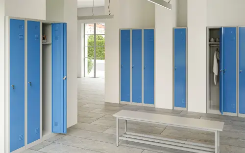 JP - 300 N skříň kovová 1-dveřová 1850x500x300 mm, šedá/modrá