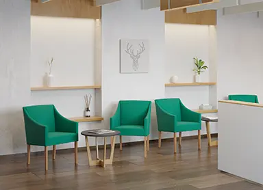 NOVA křeslo, přírodní dřevo - buk, koženka žlutá