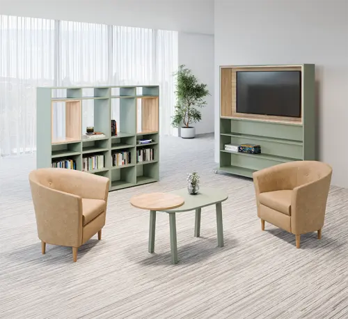 RGY 12 L konferenční stolek, levý, masivní dřevěná podnož, deska 18 mm, 500x1020x625, zelená