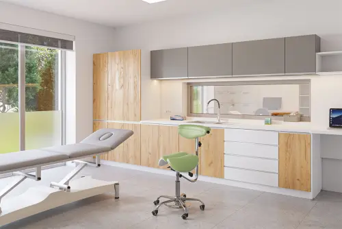 LZ 16 F židle lékařská s nožním ovládáním, kříž chrom, ekokůže, pistáciová