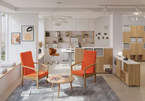 ANTAL křeslo čalouněné látkou, oranžová