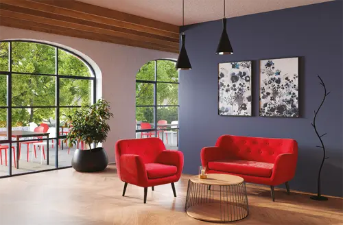 MONARCH - 2, pohovka, tmavé dřevo, čalouněná, látka tmavě šedá