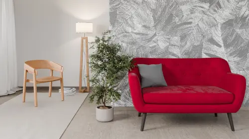 MONARCH - 1, křeslo, tmavé dřevo, čalouněné, látka červená