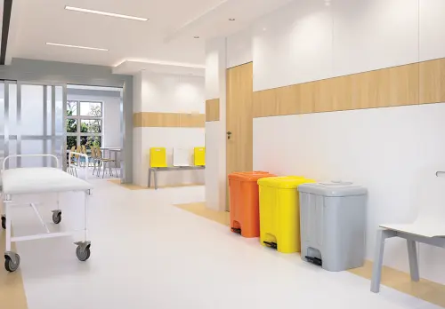 BRUNO - 65, koš nášlapný plastový s víkem, objem 65l, žlutý