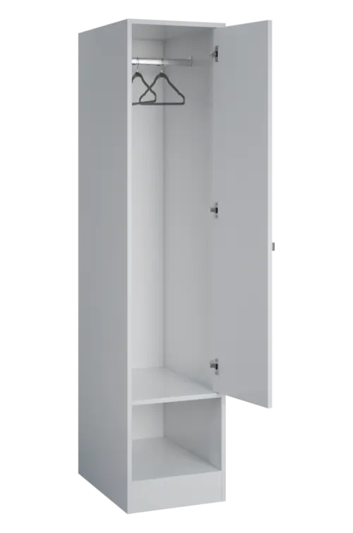 QN 5 - 4STN skříň šatní, 1-dveřová, pravá, výsuvné ramínko, 1830x400x600, bílá/pomeranč