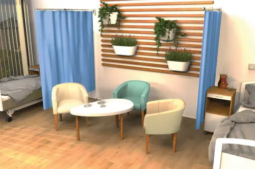 ZT - 01 zástěna teleskopická vč. závěsu, závěs modrý