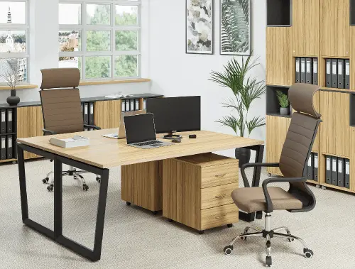 SET-V 368 stůl kancelářský, kovová podnož stříbrná + kontejner pojízdný, 3-zásuvkový, antracit