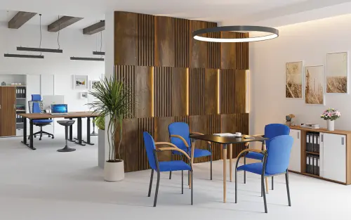 VALENTINO N, židle konferenční, nohy černé, područky buk, látka černo-šedá pepito