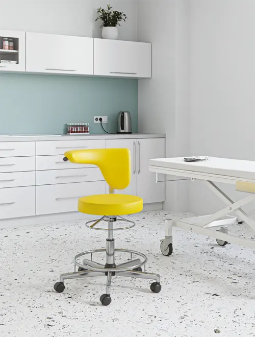 LZ 52 - židle lékařská, opěrný kruh na nohy, ekologická kůže, modrá