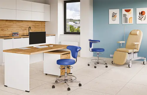 LZ 52 - židle lékařská, opěrný kruh na nohy, ekologická kůže, zelinkavá