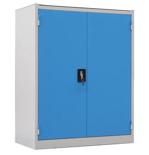 DS - 192 - skříň úložná, 1 police, 3 zásuvky, uzamykatelná, ocel, šedomodrá