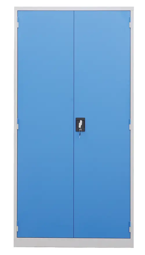 DS - 393 - skříň úložná, 14 zásuvek, 2 police, uzamykatelná, ocel, šedomodrá