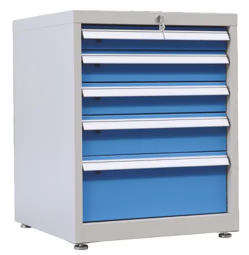 DSZ - 308 - skříň úložná, 5 zásuvek, ocel, šedomodrá