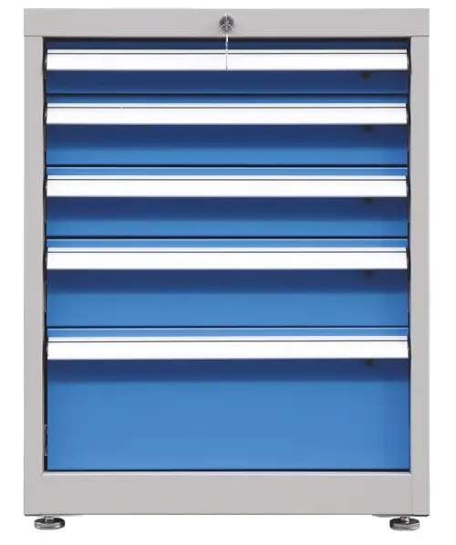 DSZ - 308 - skříň úložná, 5 zásuvek, ocel, šedomodrá