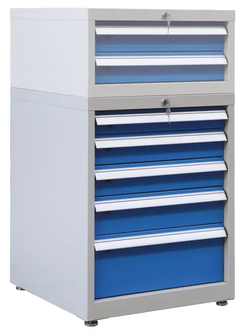 DSZ - 308 - skříň úložná, 5 zásuvek, ocel, šedomodrá