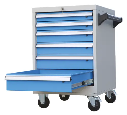 DVZ - 406 - vozík úložný, 6 zásuvek, ocel, šedomodrý