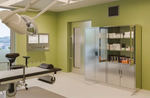 NJP - 891 - skříň nerezová, úložná, 1850x900x400, skleněná dvířka