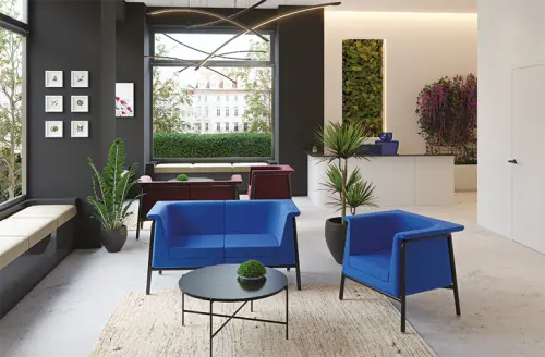 BARCELONA - 1, křeslo, čalouněné, látka, SUE 7 modrá, podnož chrom