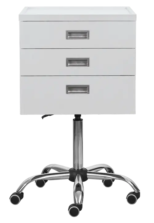 DENTAL N3, asistenční vozík, šedý korpus, čílka bílá