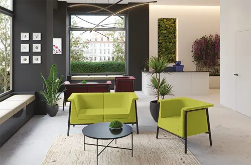 BARCELONA - 3, sedací souprava, koženka, AN 079 citrónově zelená, podnož chrom