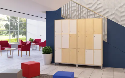 SBS-2233 šatní skříň 6-boxová, 1800x900x400 mm, kovové nohy, korpus šedý, dvířka pomeranč